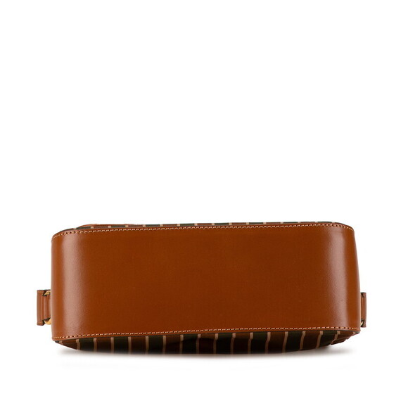 Celine Triomphe Striped Shoulder Bag Brown Green Canvas Leather - Picture 3 of 7